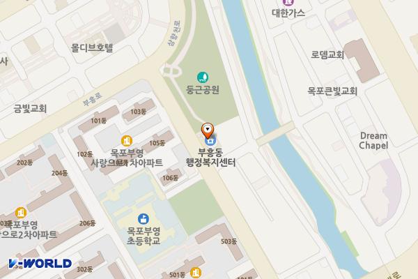 부흥동주민센터 위치 지도 — 전남광주통합특별시 목포시 삼향천로 28, 부흥동행정복지센터 (옥암동)