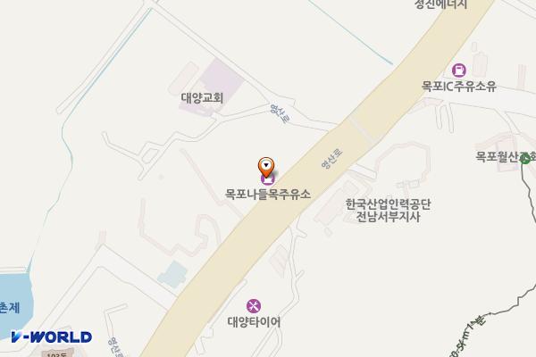 목포나들목주유소 위치 지도 — 전남광주통합특별시 목포시 영산로 811 (대양동)