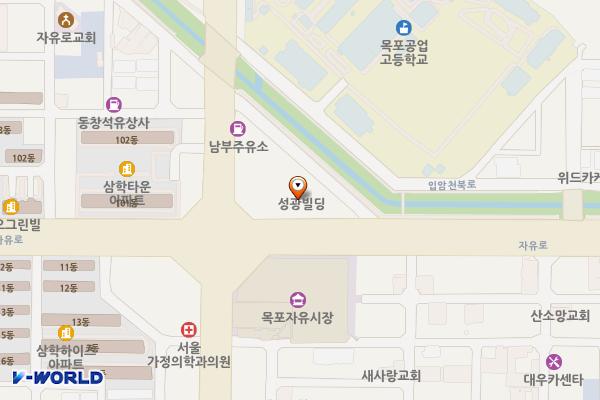 성광빌딩 위치 지도 — 전남광주통합특별시 목포시 자유로 121 (산정동)
