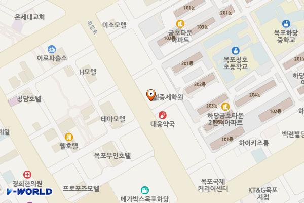 바다빌딩 위치 지도 — 전남광주통합특별시 목포시 옥암로 108, 바다빌딩 (옥암동)