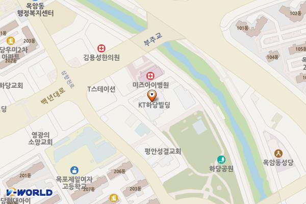 KT 목포하당점 위치 지도 — 전남광주통합특별시 목포시 통일대로119번길 81, 전화국 (옥암동)