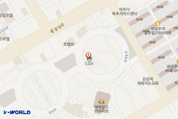 CGV 목포평화광장 위치 지도 — 전남광주통합특별시 목포시 원형동로 53, 롯데시네마목포8 (상동)