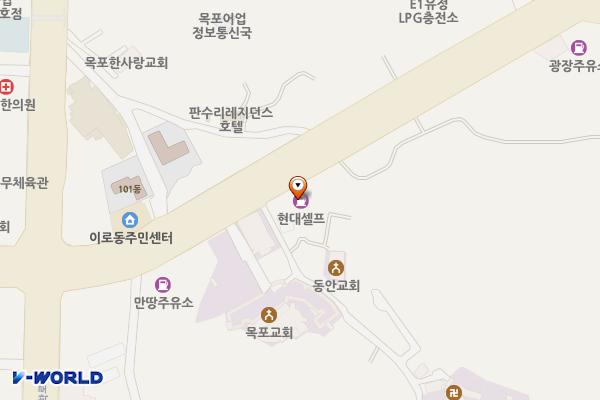 현대셀프주유소 위치 지도 — 전남광주통합특별시 목포시 백년대로 202-1 (용해동)