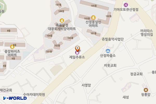 GS칼텍스 제일주유소 위치 지도 — 전남광주통합특별시 목포시 양을로 75 (산정동)