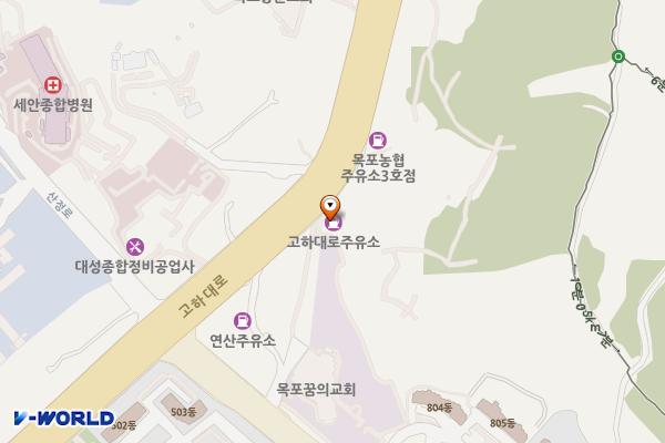 옥두주유소 위치 지도 — 전남광주통합특별시 목포시 고하대로 814 (연산동)