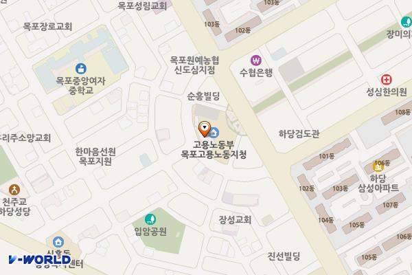 목포고용노동지청 위치 지도 — 전남광주통합특별시 목포시 교육로41번길 8 (상동)