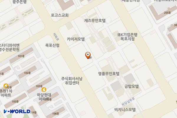 현대빌딩 위치 지도 — 전남광주통합특별시 목포시 하당남부로51번길 19, 현대빌딩 (상동)
