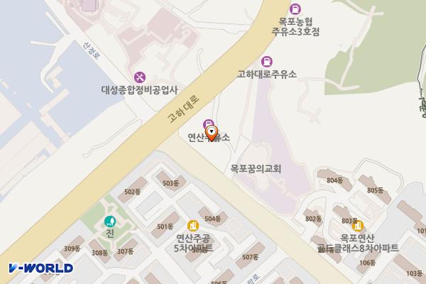 동화주유소 위치 지도 — 전남광주통합특별시 목포시 산정로 326 (연산동)