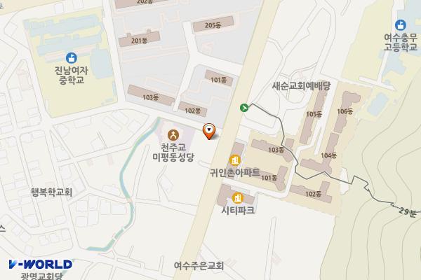여수미평동우체국 위치 지도 — 전남광주통합특별시 여수시 미평로 67