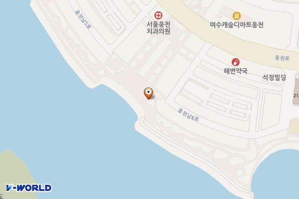웅천 해변문화공원 위치 지도 — 전남광주통합특별시 여수시 웅천남6로 33 (웅천동)