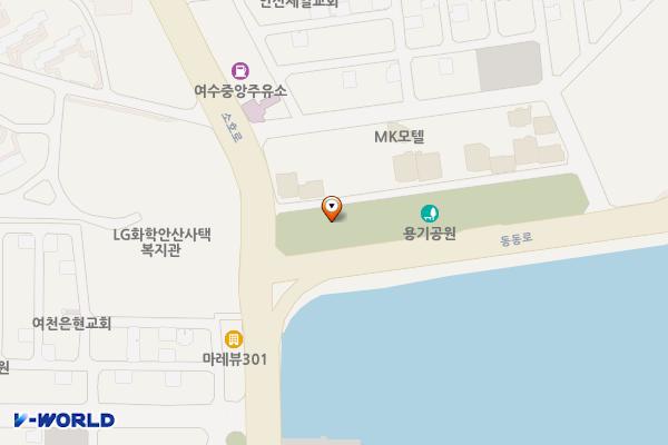 용기공원 위치 지도 — 전남광주통합특별시 여수시 학동 201