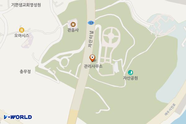 자산공원 충무정옆 위치 지도 — 전남광주통합특별시 여수시 자산공원길 88