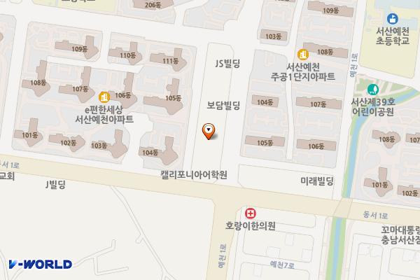 e편한세상아파트주변임시공영주차장 위치 지도 — 충청남도 서산시 예천동 150-3