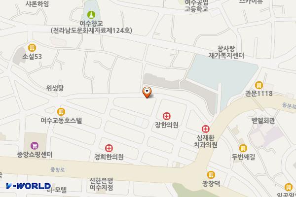 진남상가 화장실 위치 지도 — 전남광주통합특별시 여수시 진남상가길 15-1 (교동)