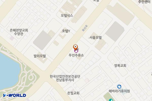 무선주유소 위치 지도 — 전남광주통합특별시 여수시 화산로 110 (선원동)
