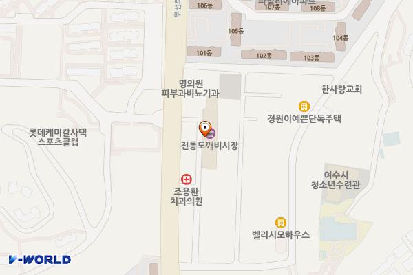 도깨비시장 위치 지도 — 전남광주통합특별시 여수시 학동서5길 18 (학동)