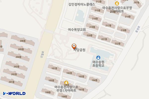 웅천 자당공원(주차장) 위치 지도 — 전남광주통합특별시 여수시 신월로 195