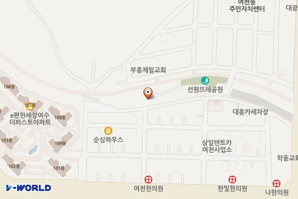 선원뜨레공원 위치 지도 — 전남광주통합특별시 여수시 선원동 202-3