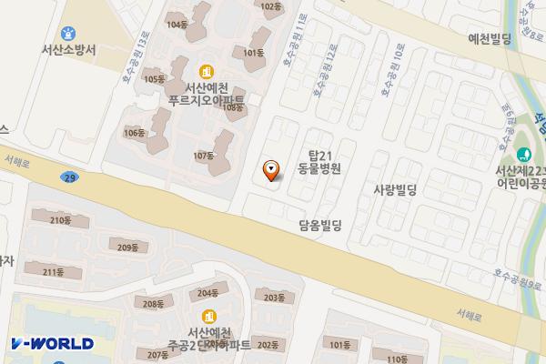 예천푸르지오A앞임시공영주차장 위치 지도 — 충청남도 서산시 예천동 1301-5