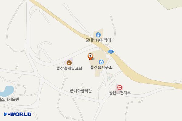 돌산읍사무소 위치 지도 — 전남광주통합특별시 여수시 돌산읍 돌산로 1253-6 (군내리, 돌산읍사무소)