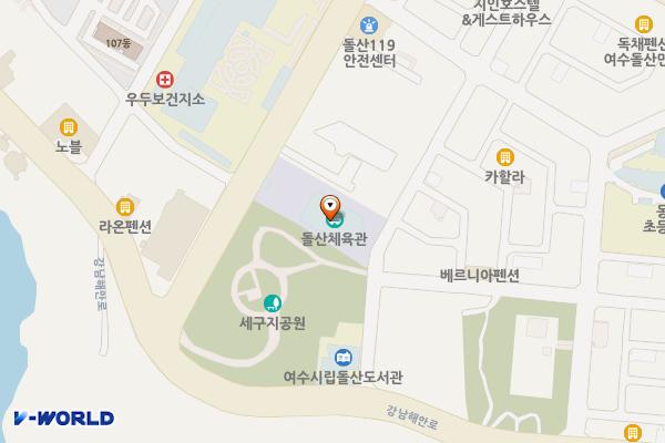 돌산체육관 위치 지도 — 전남광주통합특별시 여수시 돌산읍 강남로 18 (우두리)