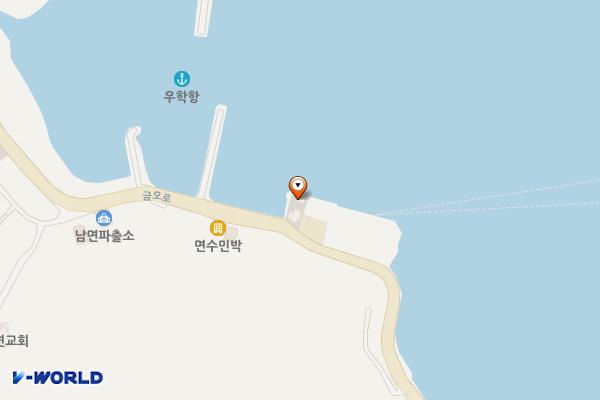 우학터미널 위치 지도 — 전남광주통합특별시 여수시 남면 금오로 889 (우학리, 남면여객선터미널)