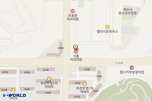 이 레 타 운 위치 지도 — 전남광주통합특별시 여수시 무선로 6 (학동)