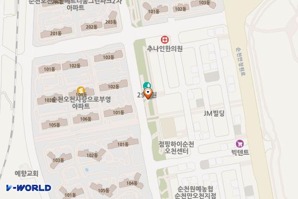 오천근린2공원 위치 지도 — 전남광주통합특별시 순천시 오천동 1025