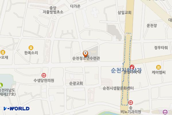 순천시청소년수련관 위치 지도 — 전남광주통합특별시 순천시 금곡길 20(행동, 청소년수련관)