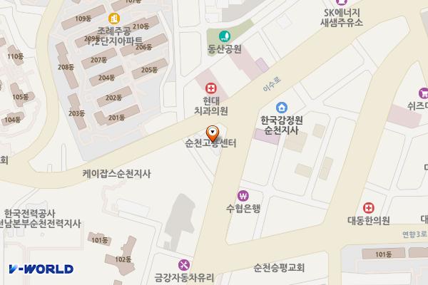 순천고용센터 위치 지도 — 전남광주통합특별시 순천시 충효로 147