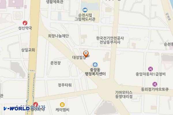 천태만상창조센터 화장실 위치 지도 — 전남광주통합특별시 순천시 강남로 132