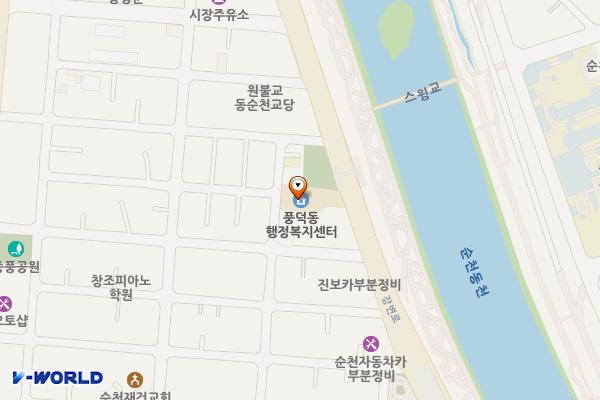 풍덕동사무소 화장실(2층) 위치 지도 — 전남광주통합특별시 순천시 풍덕1길 40, 풍덕동 주민자치센터 (풍덕동)
