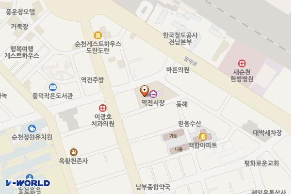 역전시장 화장실 위치 지도 — 전남광주통합특별시 순천시 역전장길 9, 역전시장 (덕암동)