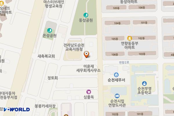 명가촌 화장실 위치 지도 — 전남광주통합특별시 순천시 연향2로 17-10, 명가촌 (연향동)
