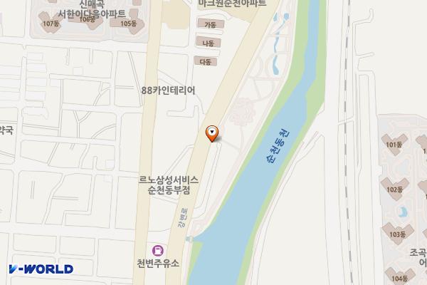 매곡수변공원 화장실 위치 지도 — 전남광주통합특별시 순천시 동천서쪽자전거길 272