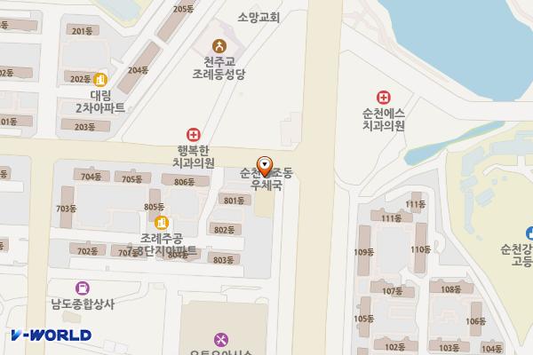 순천왕조동우체국 화장실 위치 지도 — 전남광주통합특별시 순천시 봉화3길 3, 순천왕조동우체국 (조례동)