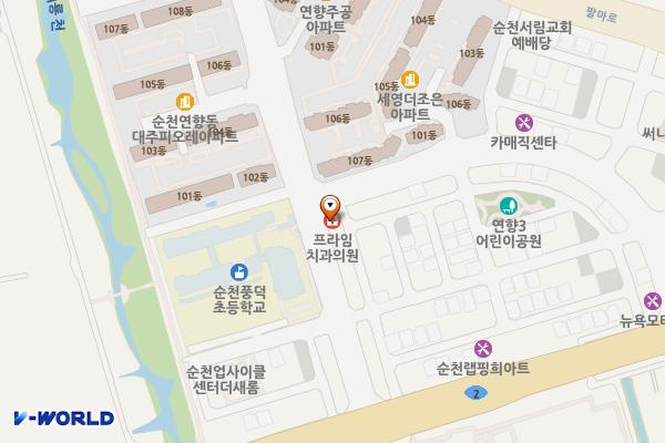 프라임치과 위치 지도 — 전남광주통합특별시 순천시 팔마4길 51 (연향동)