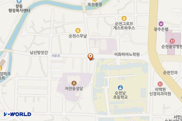 저전동 성당 위치 지도 — 전남광주통합특별시 순천시 서문로 19-1, 천주교저전동교회, 성모유치원 (저전동)