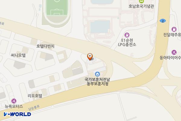 보조구장 후문 쪽 화장실 위치 지도 — 전남광주통합특별시 순천시 팔마로 334(연향동)