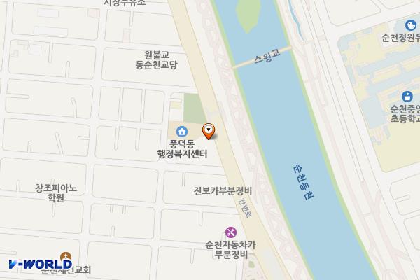 풍덕장미터널 옆 화장실 위치 지도 — 전남광주통합특별시 순천시 강변로 611-1
