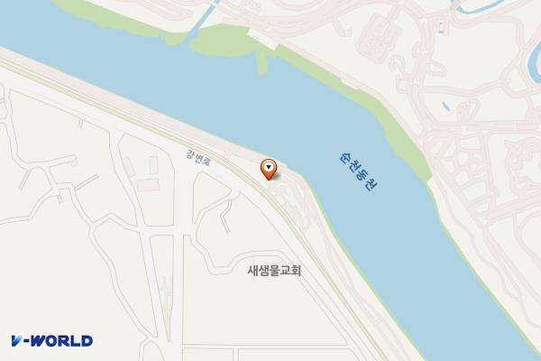 흑두루미마당(오림마을)화장실 위치 지도 — 전남광주통합특별시 순천시 동천 서쪽자전거길 756