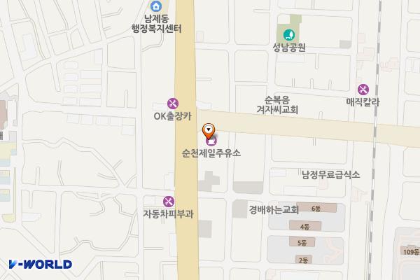 순천제일주유소 화장실 위치 지도 — 전남광주통합특별시 순천시 우석로 124(남정동)