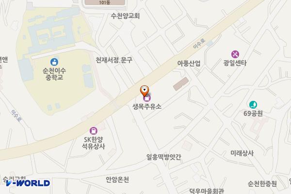 생목주유소 화장실 위치 지도 — 전남광주통합특별시 순천시 이수로 182(생목동)