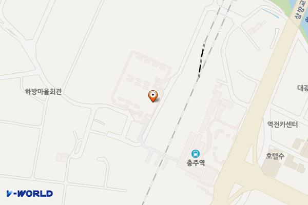충주역 서측(하방) 공영주차장 위치 지도 — 충청북도 충주시 봉방동 251-1