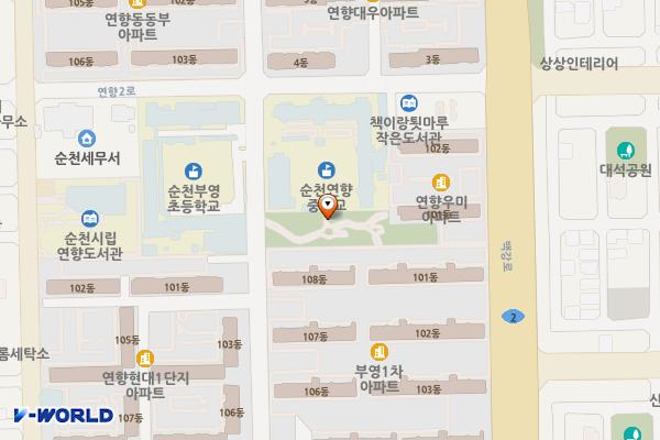 부영1공원 위치 지도 — 전남광주통합특별시 순천시 연향중앙상가길 73 (연향동)