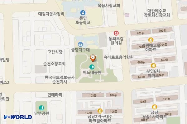 버드네공원 위치 지도 — 전남광주통합특별시 순천시 해룡면 기적의도서관2길 21