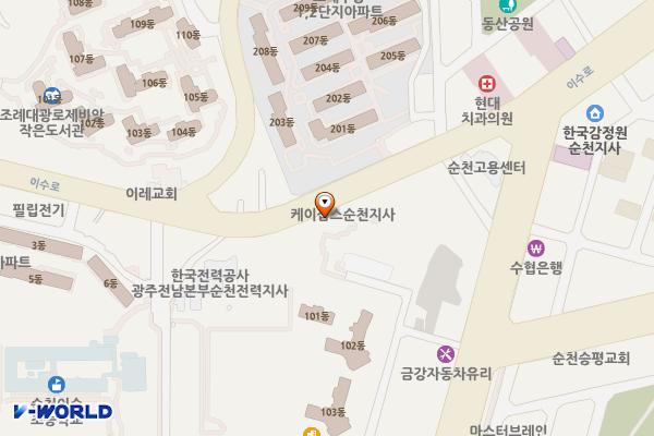 광명알뜰주유소 화장실 위치 지도 — 전남광주통합특별시 순천시 이수로 272 (조례동)