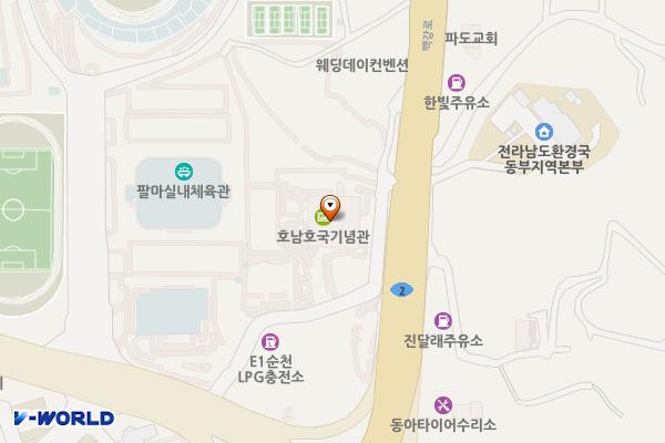 호남호국기념관 화장실 위치 지도 — 전남광주통합특별시 순천시 원연향길 17 (연향동)
