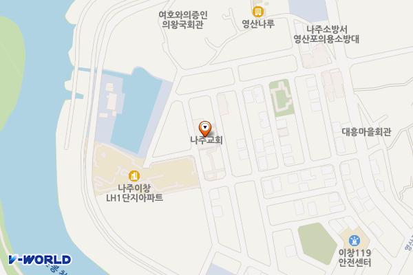 나주침례교회 위치 지도 — 전남광주통합특별시 나주시 이창택지길 50-8