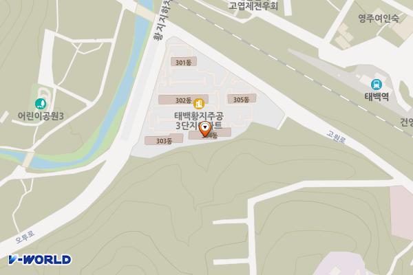 3주공옆 위치 지도 — 강원특별자치도 태백시 고원로 279